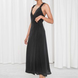 Black silk dress with ruffle straps - & Other Stories